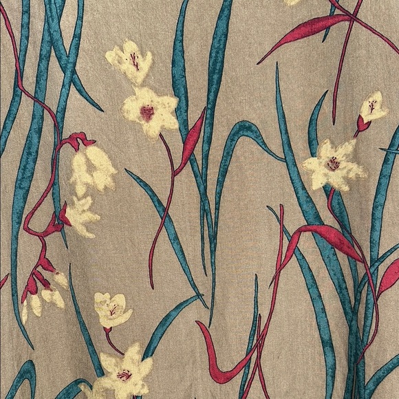 Vintage Silk Floral Sleeveless Dress - Tan - Picture 3 of 5